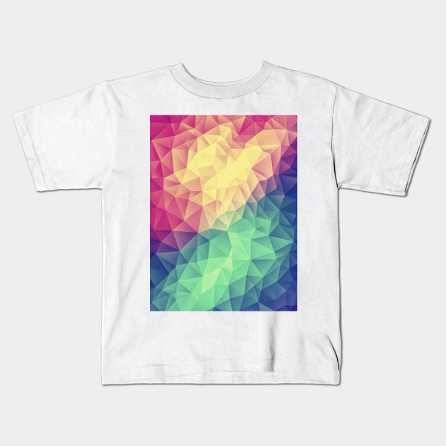 Abstract Multi Color Cubizm Painting (Color Bomb - Low Poly Pattern) Kids T-Shirt by badbugs